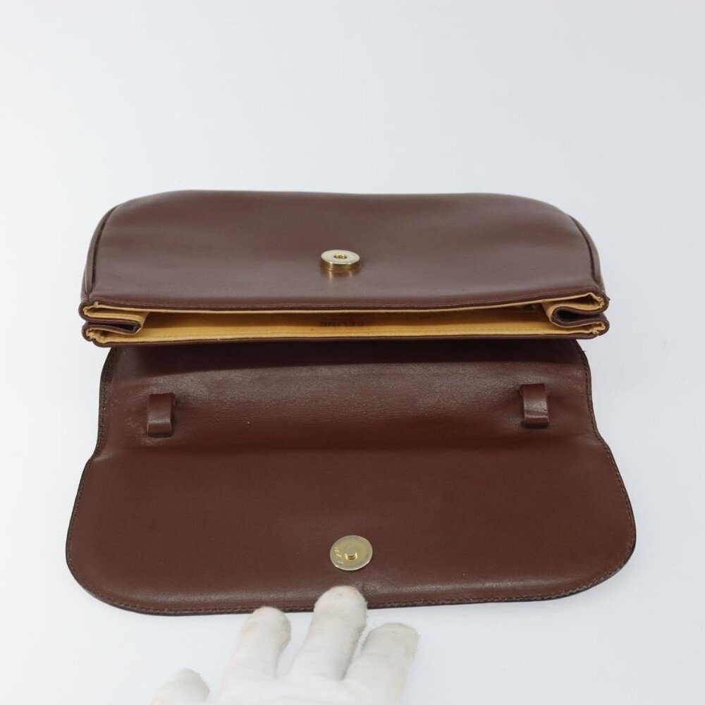Authentic CELINE Shoulder Bag Leather Brown Gold - Picture 16 of 16